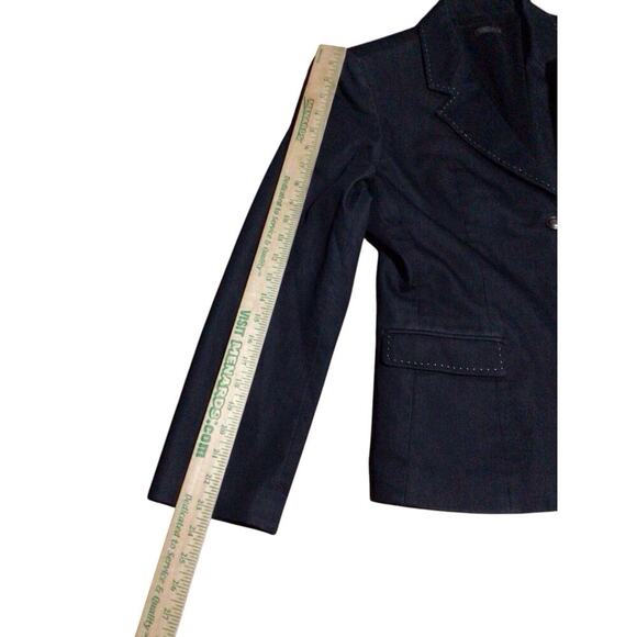 Tahari Blazer Jacket Women’s 14 Navy Blue 3-Button Long Sleeve Contrast Stitch - Picture 8 of 9